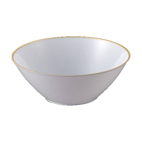 24x 2pc Partyware Heavy Duty Reusable Salad Bowl Set W/ Gold/Silver Rim 210mm