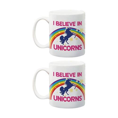 2x Aquarius I Believe In Unicorns Dishwasher Microwave Safe Jumbo Mug Rainbow
