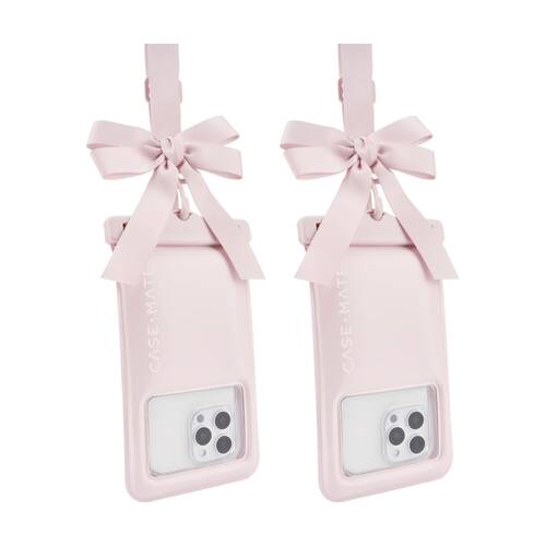2PK Case-Mate Large Waterproof Bow Mobile Phone Pouch Accessory Ballet Pink