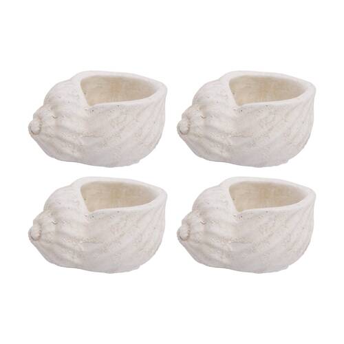 4PK LVD Rustic Conch Shell Cement Planter Garden & Outdoor Decor 15x11x7.5cm