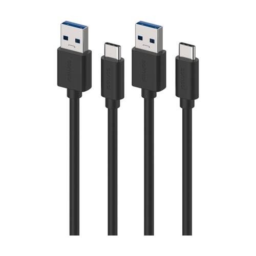 2PK Comsol USB-A To USB-C High-Speed Data Transfer 5Gbps Charge Cable Black 1.2m