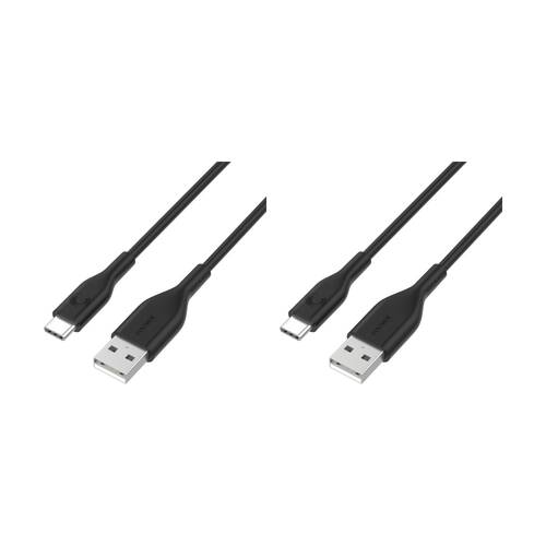 2PK Comsol USB-A To USB-C Data Transfer Charge Plastic Cable Black 1.2m