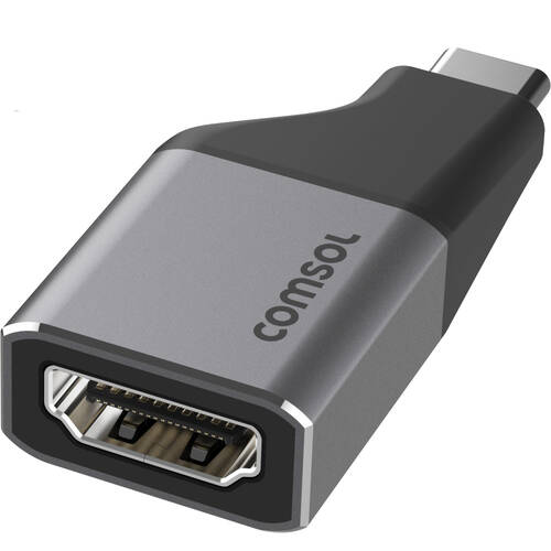Comsol USB-C Male to 4K HDMI Female Monitor Computer Mini Adaptor Grey/Black