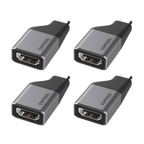 4PK Comsol USB-C Male to 4K HDMI Female Monitor Computer Mini Adaptor Grey/Black