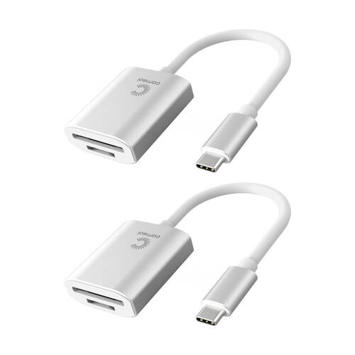 2PK Comsol USB-C to SD Card Reader Monitor Computer Adaptor Silver