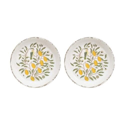 2PK LVD Vintage Lemon Ceramic Kitchen Dinner Plate Home Decor 23.5x23.5x2.5cm