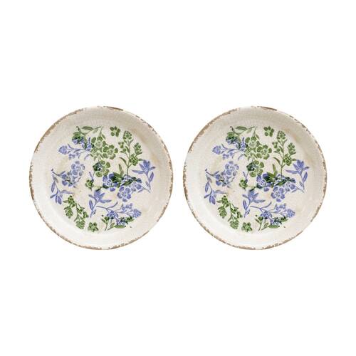 2PK LVD Botanical Blue Ceramic Kitchen Dinner Plate Home Decor 23.5x23.5x2.5cm