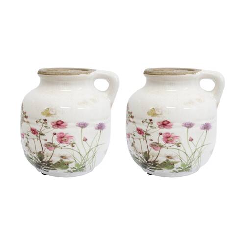 2PK LVD Mini Bud Botanical Ceramic Jug/Vase Home/Garden Decor 13x13x12cm