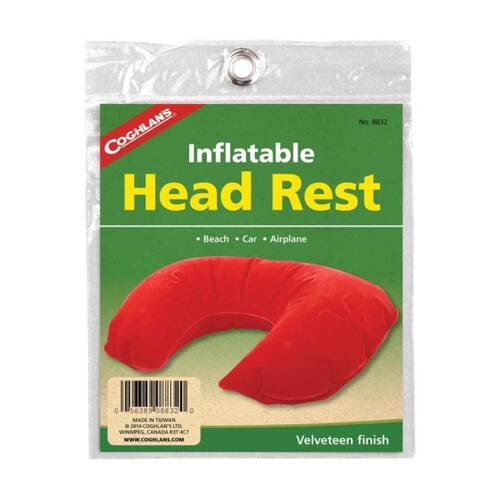 4PK Coghlans Inflatable Head Rest Soft Velveteen Finish Travel Comfort Pillow
