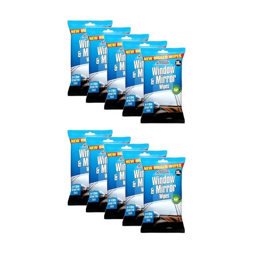 10 x 30pc Car Pride Automotive Vehicle Window & Mirror Wipes Cleaning