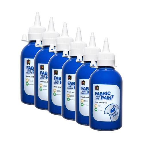 6PK Educational Colours Fabric & Craft Kids Art Paint Dark Blue 250ml 3y+