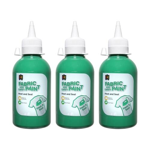 3PK Educational Colours Fabric & Craft Kids Art Paint Forest Green 250ml 3y+