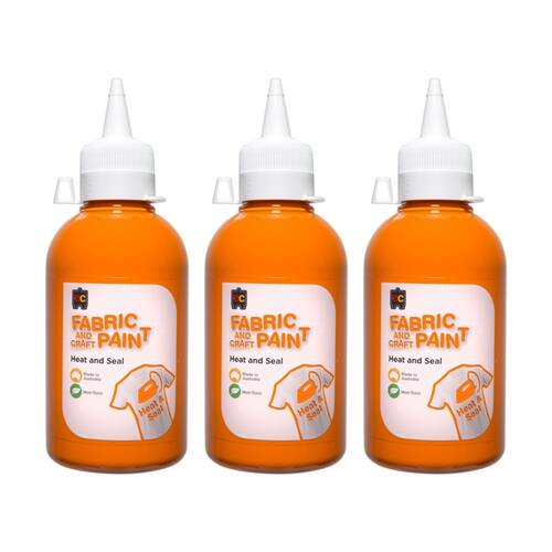 3PK Educational Colours Fabric & Craft Kids Art Paint Orange 250ml 3y+