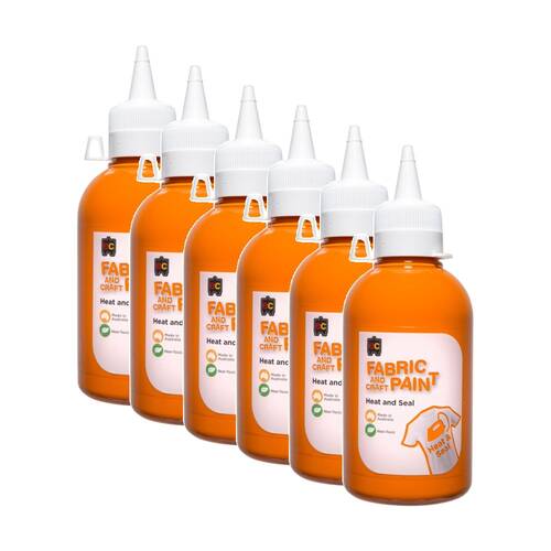 6PK Educational Colours Fabric & Craft Kids Art Paint Orange 250ml 3y+