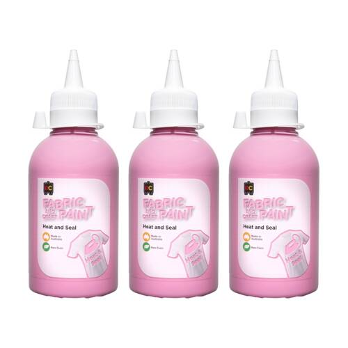 3PK Educational Colours Fabric & Craft Kids Art Paint Pink 250ml 3y+