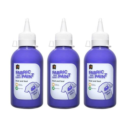3PK Educational Colours Fabric & Craft Kids Art Paint Purple 250ml 3y+