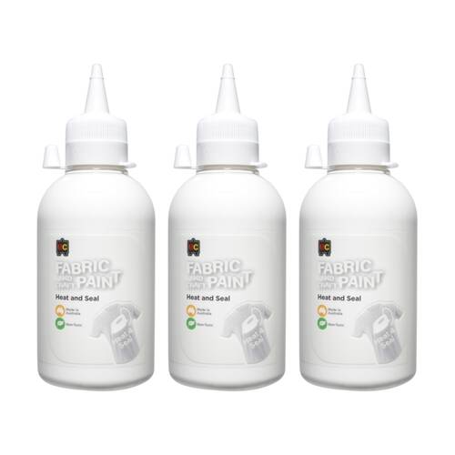 3PK Educational Colours Fabric & Craft Kids Art Paint White 250ml 3y+