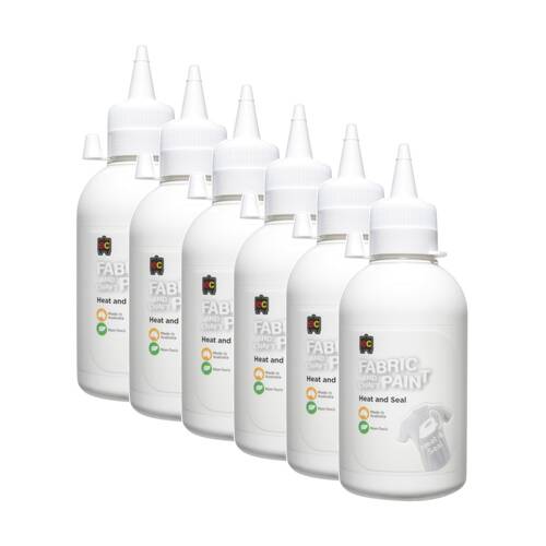 6PK Educational Colours Fabric & Craft Kids Art Paint White 250ml 3y+
