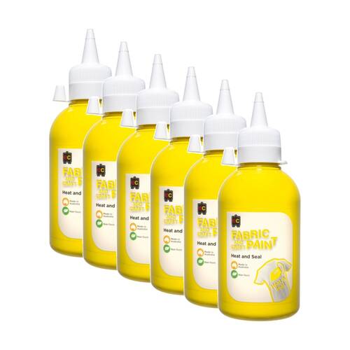 6PK Educational Colours Fabric & Craft Kids Art Paint Yellow 250ml 3y+