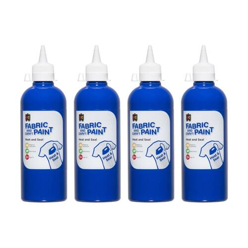 4PK Educational Colours Fabric & Craft Kids Art Paint Dark Blue 500ml 3y+