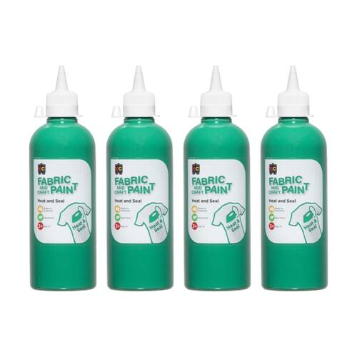 4PK Educational Colours Fabric & Craft Kids Art Paint Forest Green 500ml 3y+