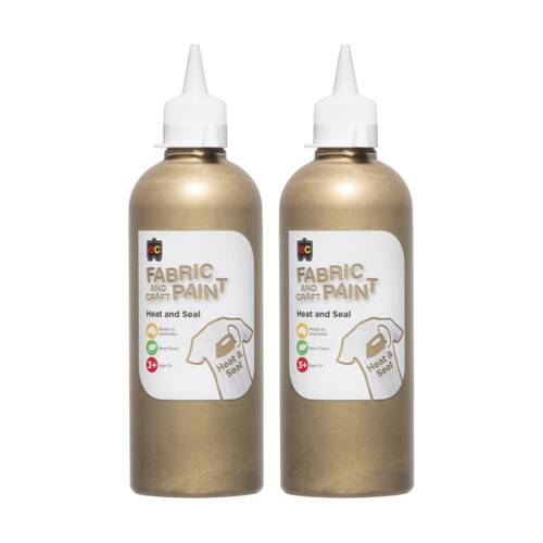 2PK Educational Colours Fabric & Craft Kids Art Paint Gold 500ml 3y+