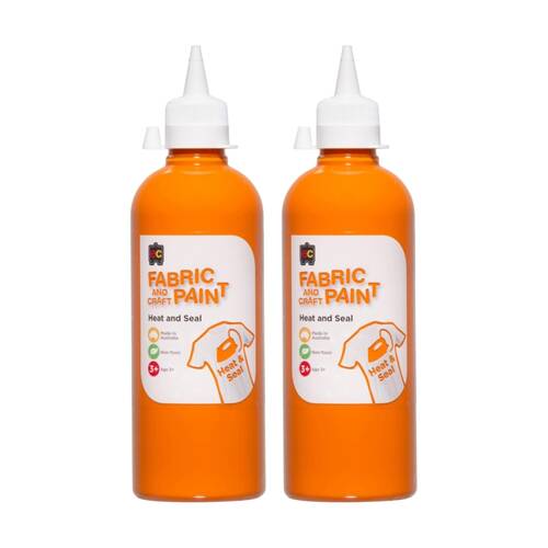 2PK Educational Colours Fabric & Craft Kids Art Paint Orange 500ml 3y+