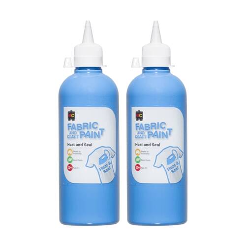 2PK Educational Colours Fabric & Craft Kids Art Paint Sky Blue 500ml 3y+