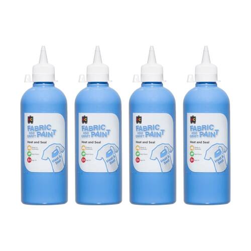 4PK Educational Colours Fabric & Craft Kids Art Paint Sky Blue 500ml 3y+