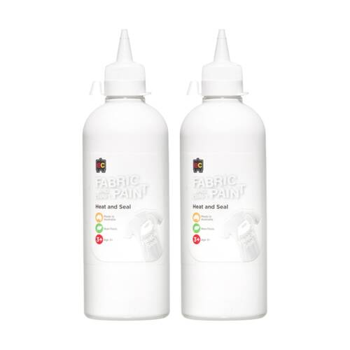 2PK Educational Colours Fabric & Craft Kids Art Paint White 500ml 3y+