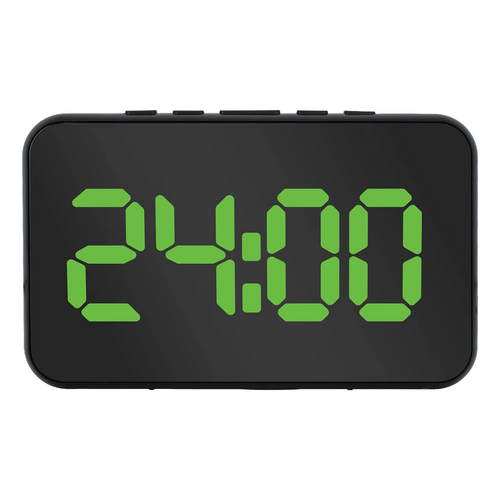 Liquid Ears Large Display Alarm Clock Date USB Battery Power Dimmable Black