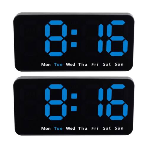 2PK Liquid Ears Large Display Alarm Clock Dual Alarms Dimmable USB Powered Black