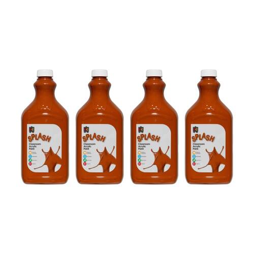 4PK Educational Colours Splash Classroom Acrylic Paint Choc Fudge Brown 2L 3y+