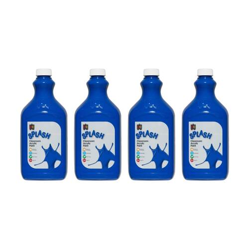 4PK Educational Colours Splash Classroom Acrylic Paint Jelly Belly Blue 2L 3y+
