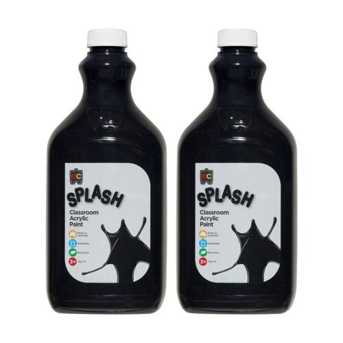 2PK Educational Colours Splash Classroom Acrylic Paint Liquorice Black 2L 3y+