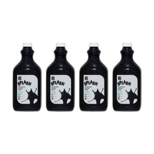 4PK Educational Colours Splash Classroom Acrylic Paint Liquorice Black 2L 3y+