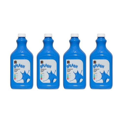 4PK Educational Colours Splash Classroom Acrylic Paint Sky Blue 2L 3y+
