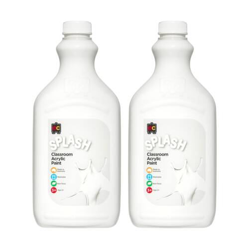2PK Educational Colours Splash Classroom Acrylic Paint Snowball White 2L 3y+