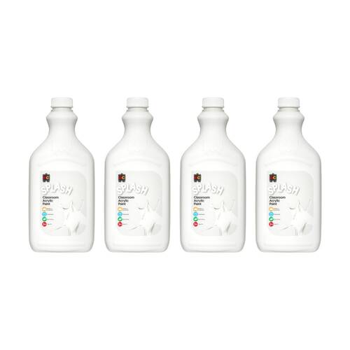 4PK Educational Colours Splash Classroom Acrylic Paint Snowball White 2L 3y+