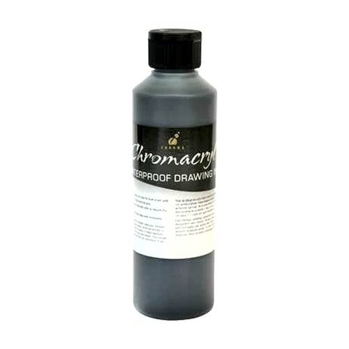 Chromachryl Waterproof Art Craft Artist/Student Drawing Ink 250mL Black