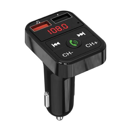 Laser Bluetooth FM Transmitter & Car Charger 5-Button LED Display Black