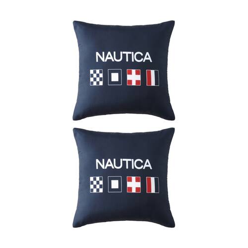 2PK Nautica Flag Polyester Decorative Cushion Home Decor 45x45cm Navy
