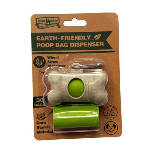 30pc Showmaster Earth-Friendly Poop Dog Waste Bags W/ Dispenser Corn Starch