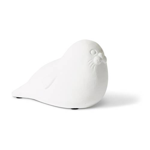 2PK E Style Seal Sculpture Cement White 16x9x10cm Coastal Home Decor
