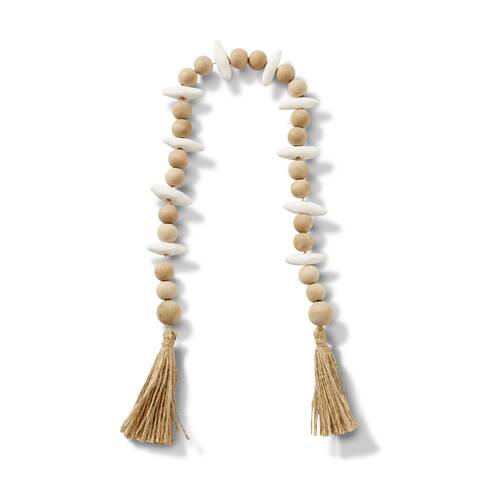 E Style Sorrento Decor Wooden Bead Garland Neutral Organic 5x3x80cm