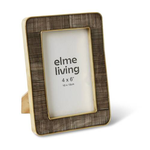 2PK E Style Anika Horn 4x6in Brass Decorative Photo Frame Textured Decor