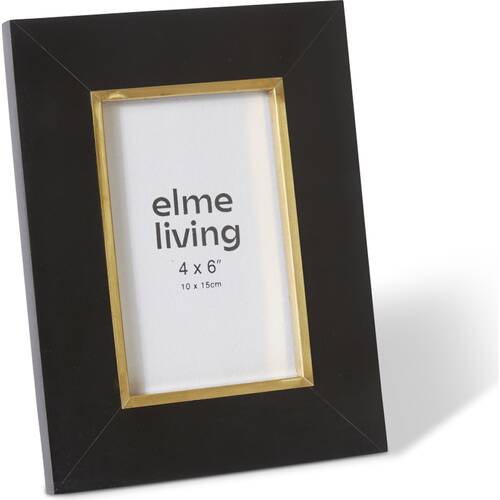 2PK E Style Kissa 4x6in Black Resin Brass Gold Photo Frame Modern Home Decor