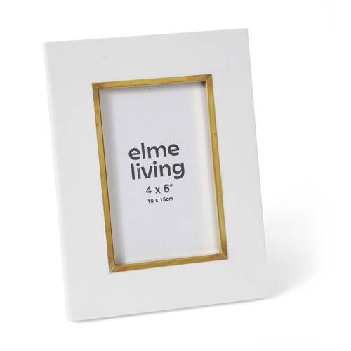 2PK E Style Kissa 4x6in White Resin Brass Gold Photo Frame Modern Home Decor