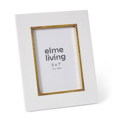 4PK E Style Kissa 5x7in White Resin Brass Gold Photo Frame Modern Home Decor