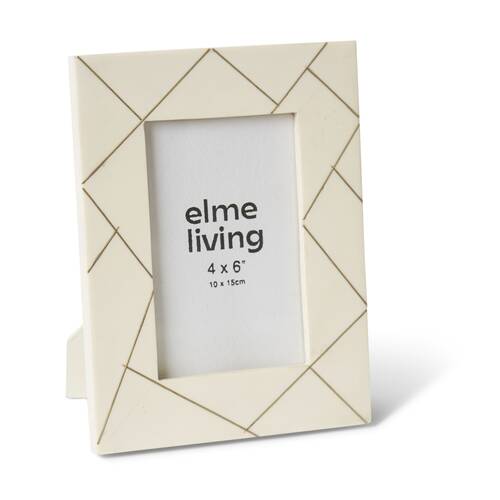 4PK E Style Panya 4x6in Photo Frame Geometric Resin Brass Cream Gold Decor